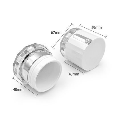 Thủy tinh thể chất mỹ phẩm trong suốt 50g với logo kim cương Custom Acrylic Packaging Jar